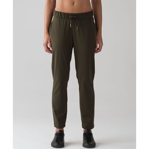 Lululemon On The Fly Dark Olive Straight Leg Athletic Pants 4 - Picture 1 of 6